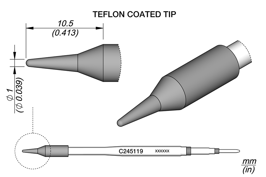C245119 - Teflon Thermal Hole Punch for Plastic Cartridge Ø 1